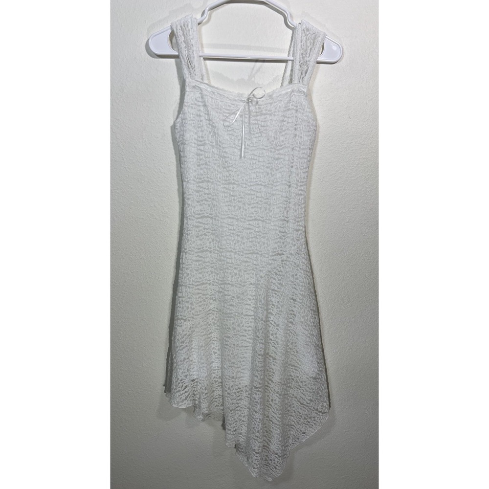 Y2K Vintage Dress M Lace Asymmetrical Angelcore White Fairy Boho Whimsigoth